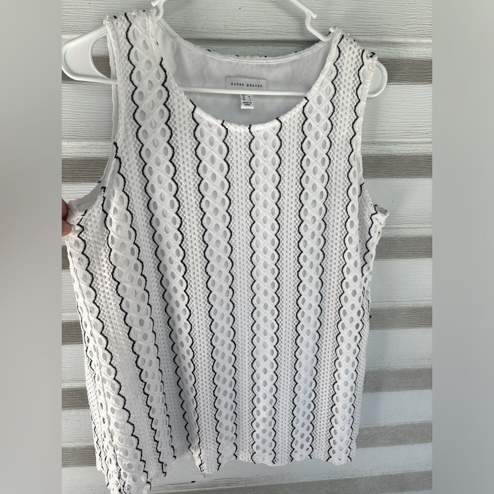 Susan Graver top| Susan Graver sleeveless tunic black/white size M